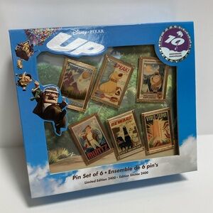 NIB Limited Edition 2400 OOP Official Disney Pin Set Up Stamps Movie Box 6 Pins